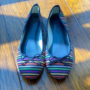 Talbots Multicolor Striped Flats with Bow